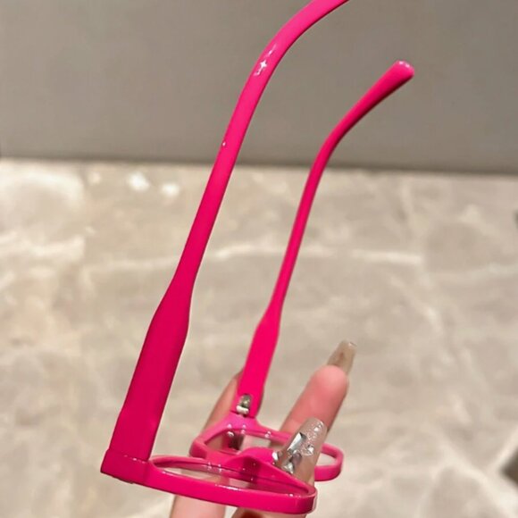 Retro Square Frame Transparent Lens Pink Glasses NWT - Picture 3 of 3